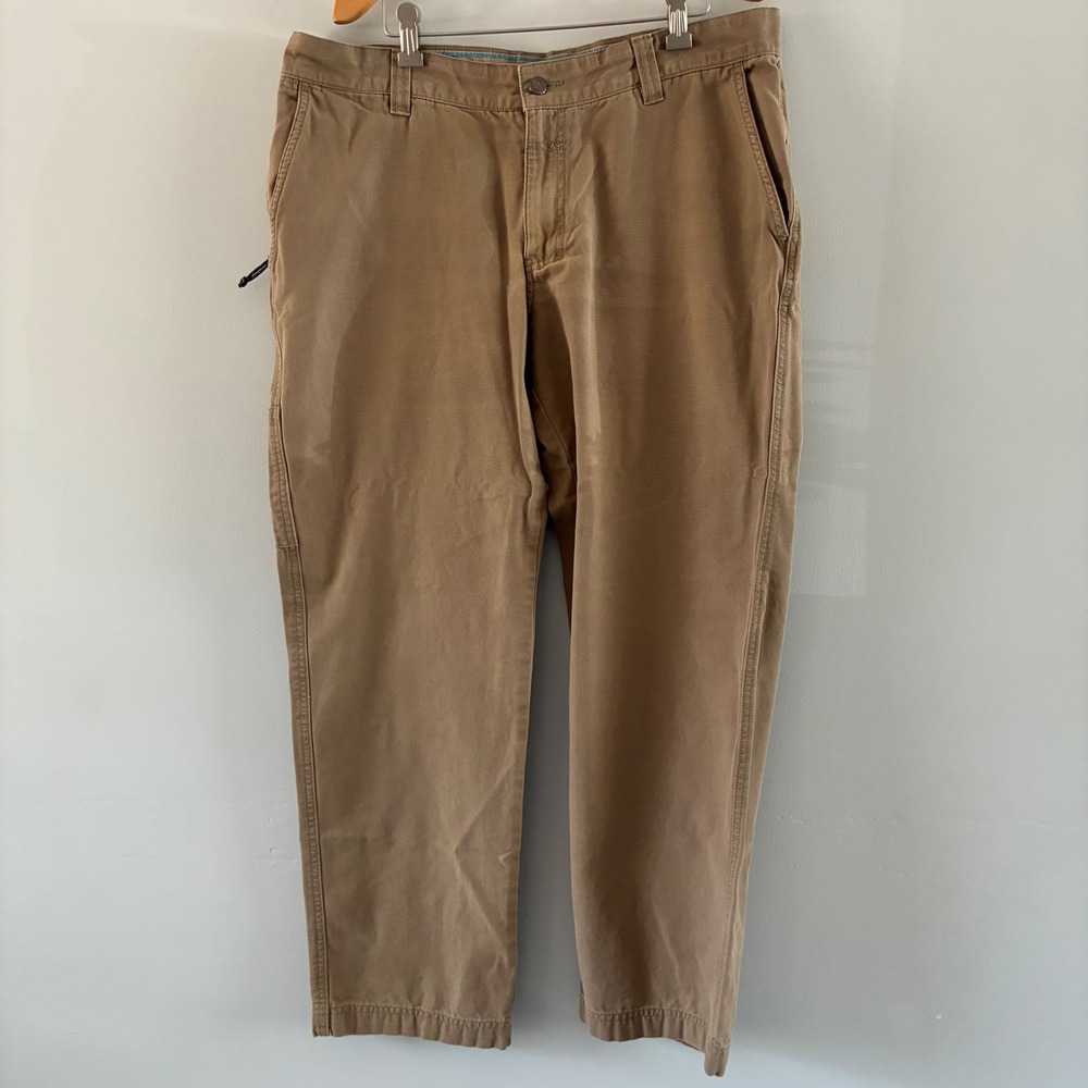 Columbia Pants Mens 36x30 Tan Brown Regular Fit Canvas Utility Outdoor Workwear0